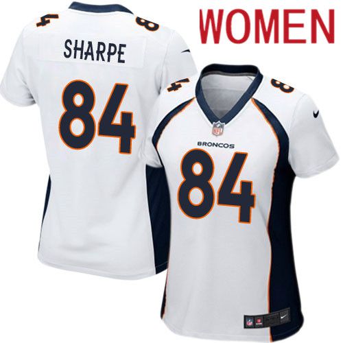 Women Denver Broncos 84 Shannon Sharpe White Nike Game NFL Jersey